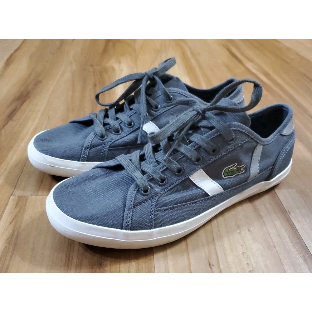 Lacoste Sideline 319 Low Top Canvas Tennis Shoes Gray White Womens Size 6.5